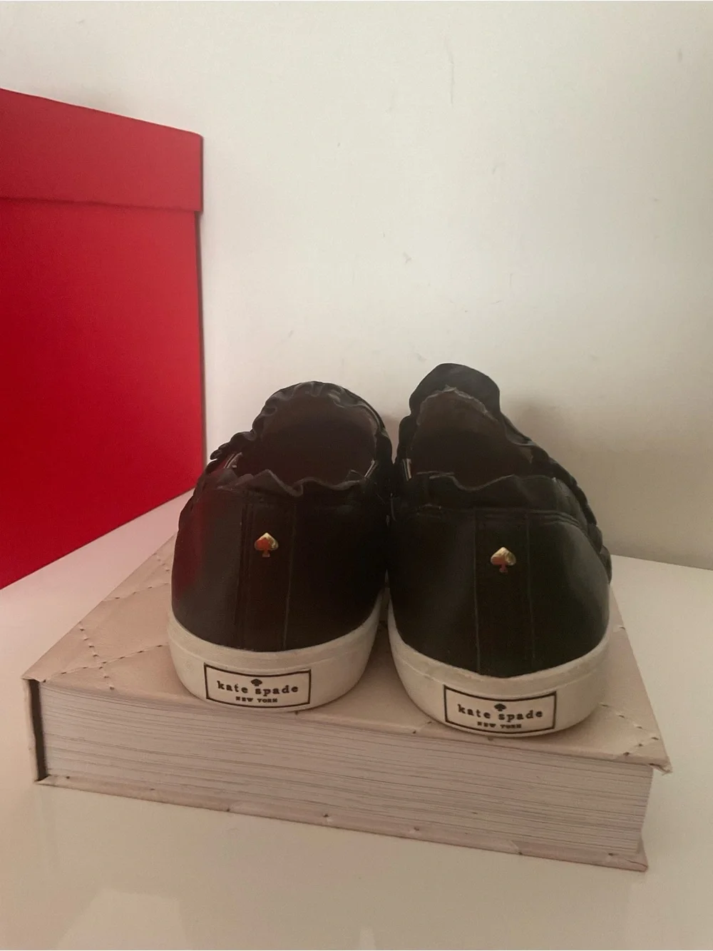 Kate Spade Slip-On Sneakers in Black with White Sole Size 10